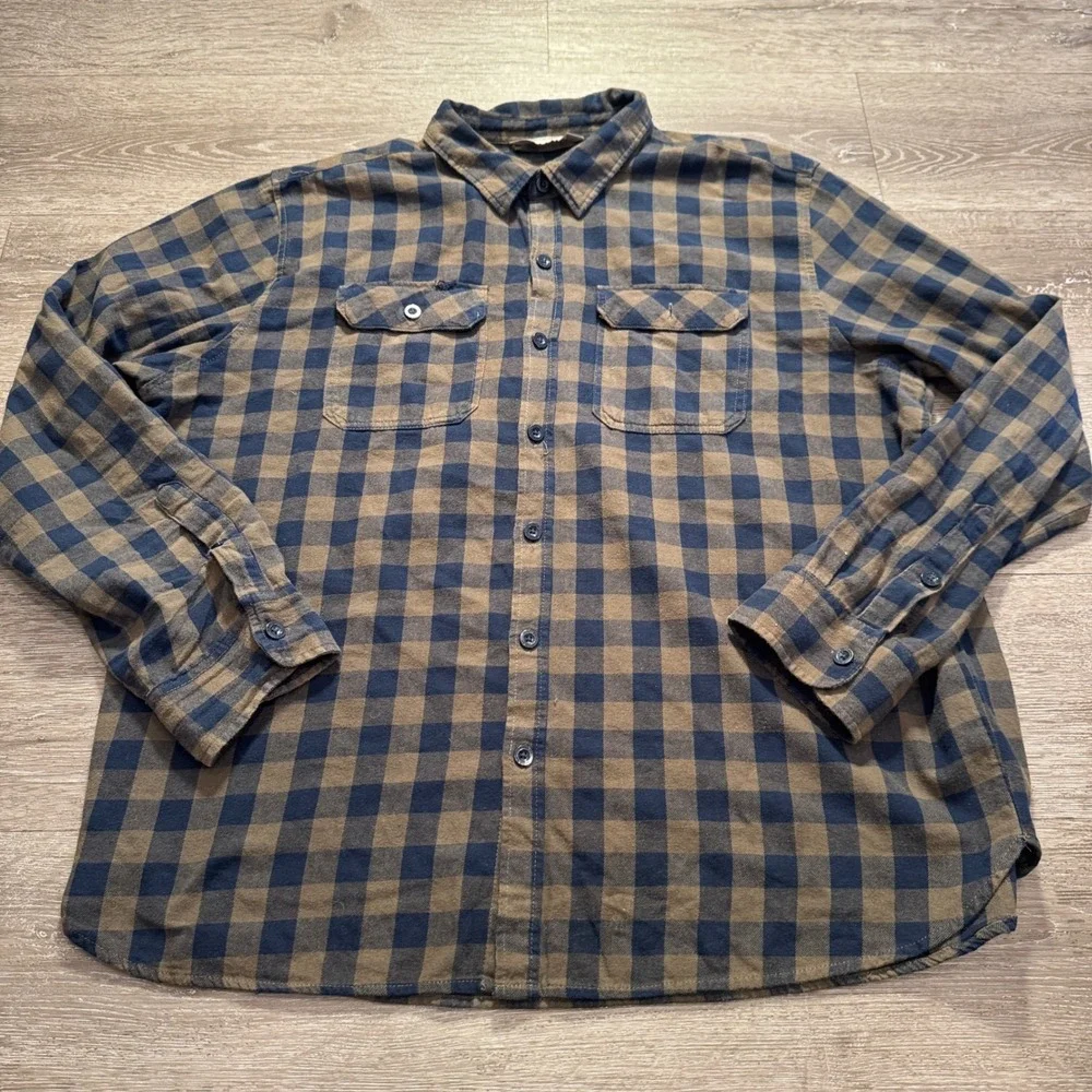 Mountain Warehouse Flannel Shirt Mens 3XL Blue Plaid Cotton Outdoor Rugged Camp